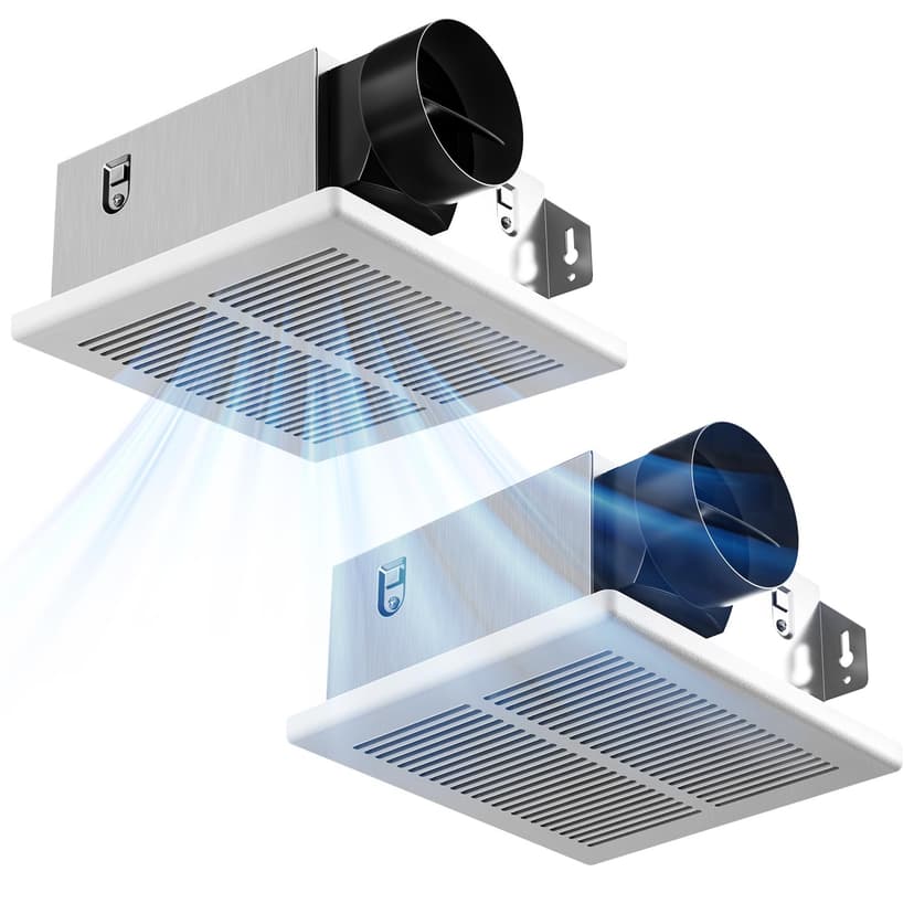 Amico Bathroom Exhaust Fan 2 Pack, 80 CFM, 1.0 Sones, Low Noise, Ceiling Mounted Retrofit Ventilation Fans, No Attic Access Needed- UL Certified