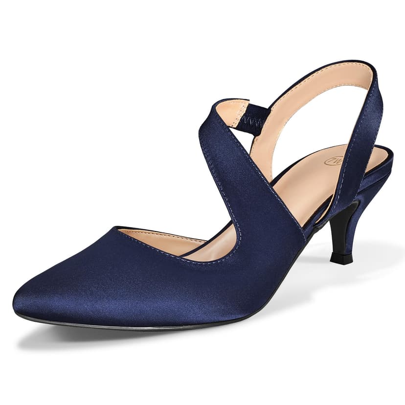 mysoft Women's Dress Shoes Low Heels 2 inch Kitten Pumps Slingback Wedding Party Medium/Wide Width Shoes