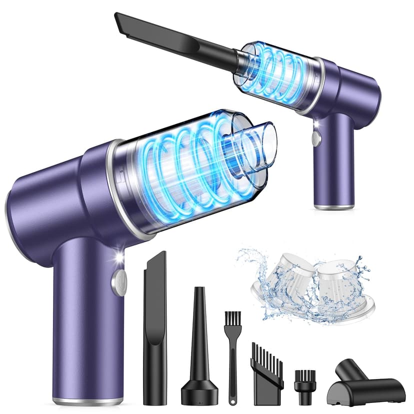 KMM Handheld Car Vacuum Cleaner, Hand Held Vacuum Cleaner & Air Duster | 9000PA Strong Suction, 120W High Power, Portable, Cordless, Rechargeable, Multi-Nozzles & LED Light, For Home, Car, Office