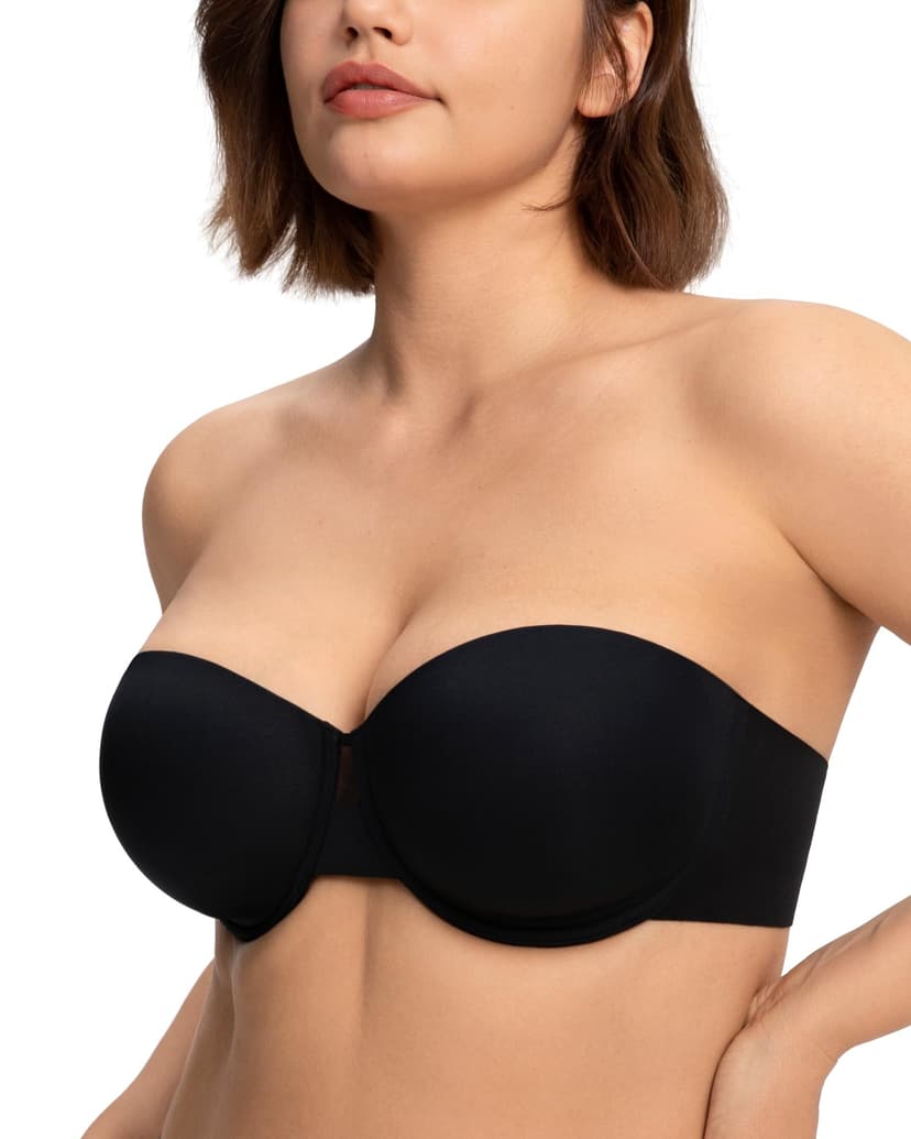 HSIA Strapless Bras for Women, Longline Corset for Large Bust Plus Size Supportive Bustier Minimizer Convertible Bandeau