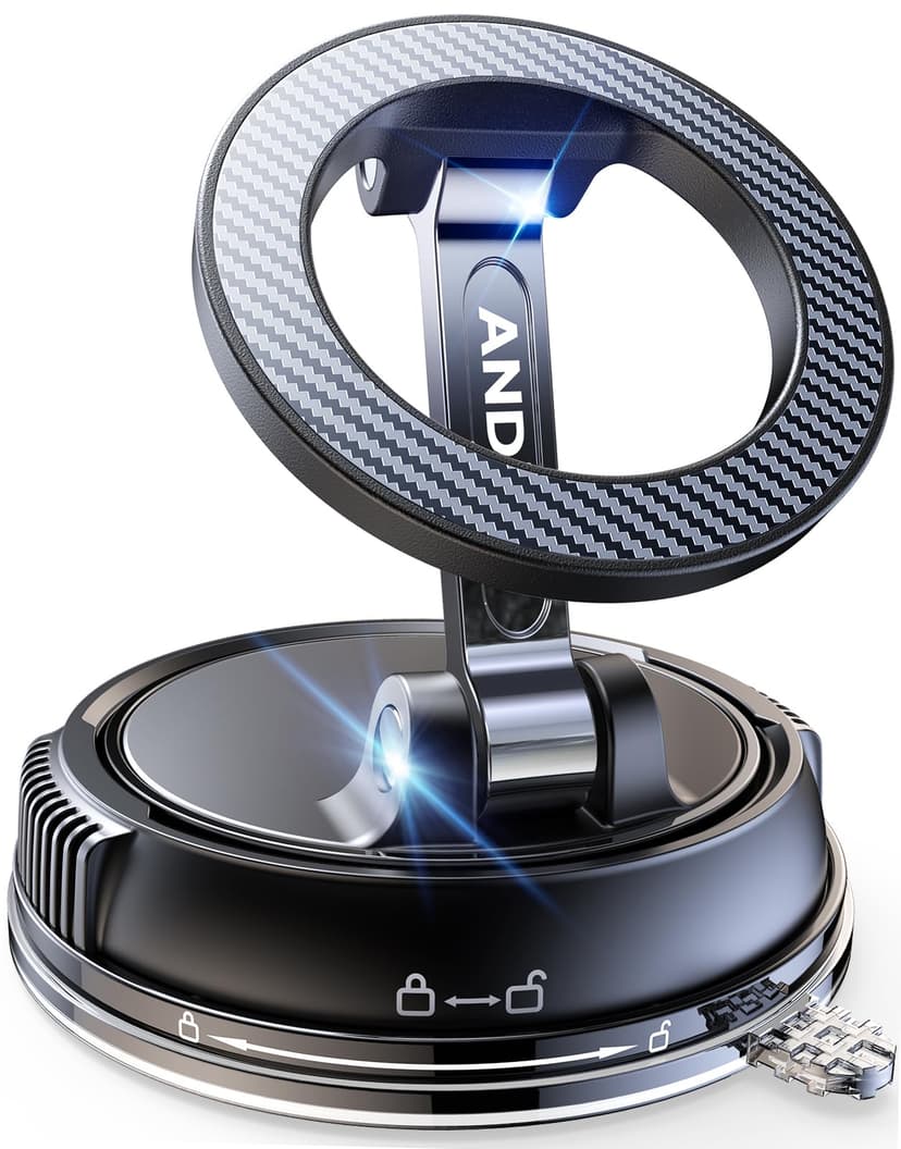 ANDERY Car Phone Holder for Magsafe [78+LBS Strongest Suction & 2400gf Magnetic] 360° Adjustable Car Phone Mount, Phone Holders for Your Car for iPhone 17 Pro Max 16 15 14 13 12 Plus Air, Carbon Fiber