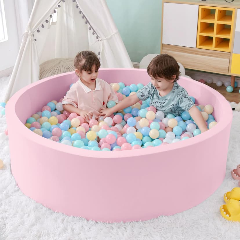 SHJADE Foam Ball Pit, 47.2"x 13.8" Large Ball Pits for Toddlers-Pink | Soft Memory Sponge Round Playpen Ball Pool for Kids, Ideal Gift for Babies, Indoor and Outdoor Game, Balls not Included