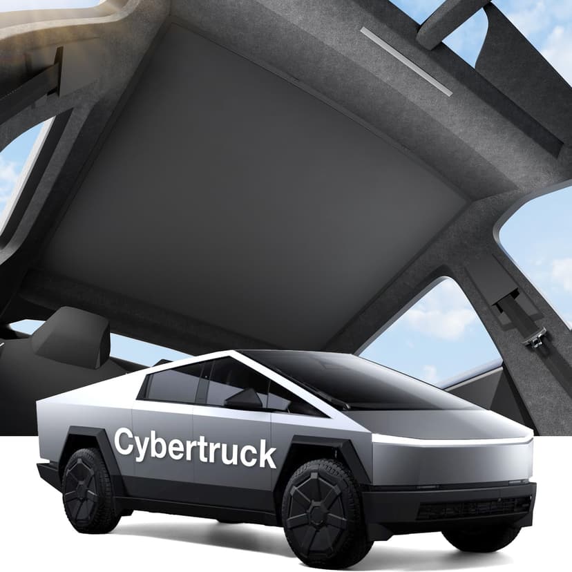Wigoo for Tesla Cybertruck Accessories Sunshade Roof, Interior Black | For Cybertruck 2023~2026, Never Sag, Nano Ice-Crystal Coatings, Heat Insulation Glass Roof Sun Shade