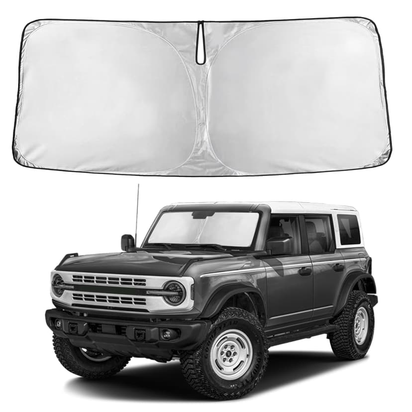 EcoNour Windshield Sunshade Compatible for Ford Bronco 2021-2024 2025 2026 | (Not for Bronco Sport) Sun Visor for Front Windshield & Window Sun Shade Cover, UV Heat Protector, Car Accessories