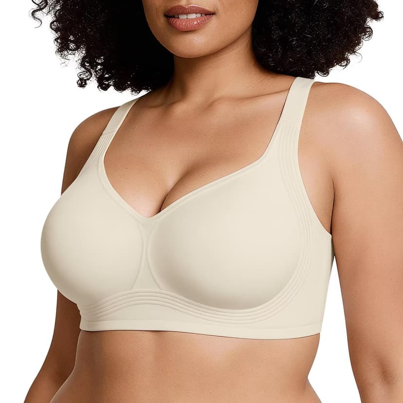 Vertvie Jelly Bras for Women Plus Size Minimizer Soft Wireless Push Up Bra Full Supportive Older Lift Back Coverage Bralette