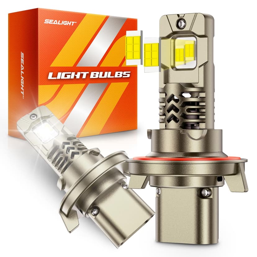 SEALIGHT H13/9008 LED Bulbs, 70,000LM 12X Super Brighter, 1:1 Mini Size, 6500K Cool White, 70,000Hrs Long Service Life with Cooling Fan, Plug and Play, Pack of 2