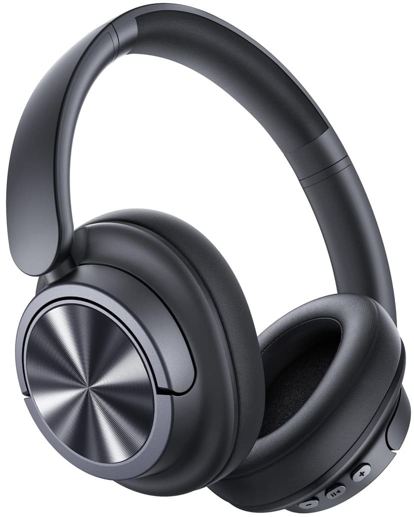 Hybrid Active Noise Cancelling Headphones 120H Playtime Wireless Headphones Bluetooth 6.0 Over Ear Headphones with 6 ENC HD Call Mic, Hi-Res 360° Spatial Audio ANC Headphone for Travel Workout Black