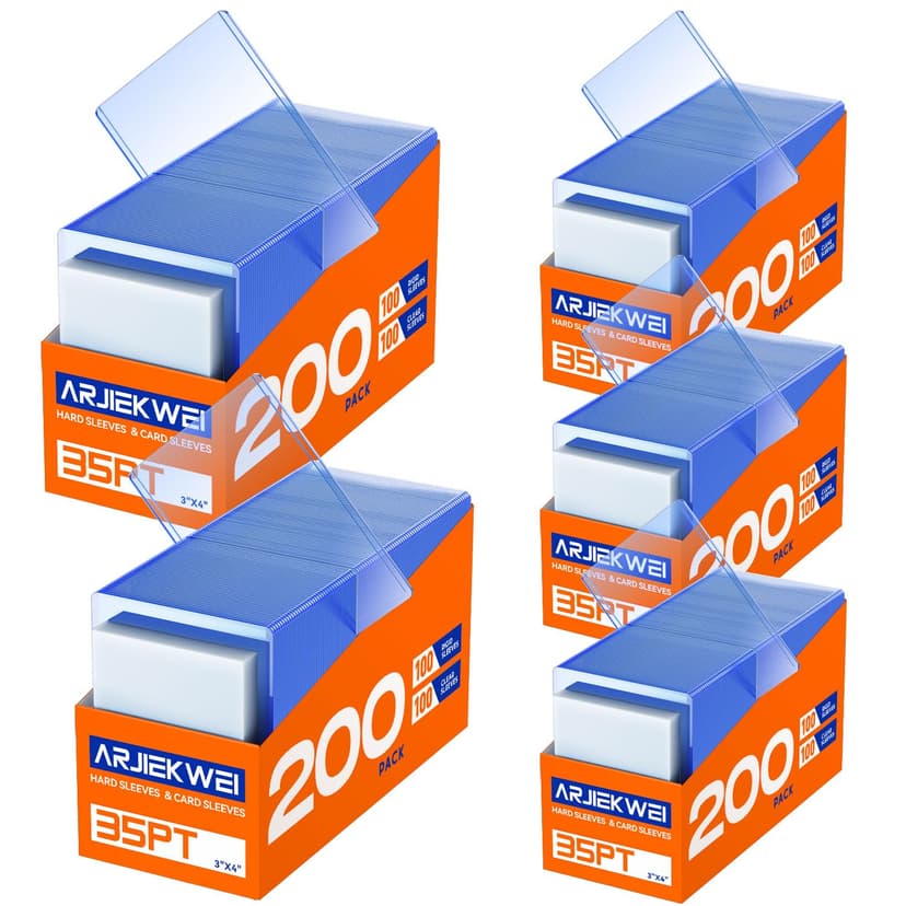 1000 Pack Card Sleeves Hard Plastic, Arjiekwei Rigid Baseball Card Holder, 3X4 Premium Sports Cards Protector, 35pt Top Cases Loads for Trading Game Cards (500 Rigid + 500 Clear)