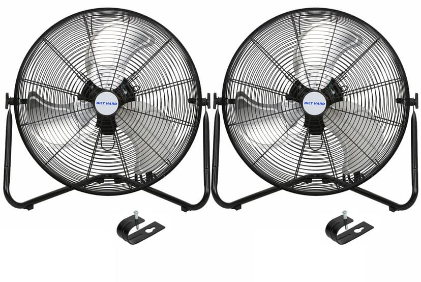 BILT HARD 20" High Velocity Floor Fan, 4600 CFM 3-Speed Industrial Shop Fan with Wall-Mounting System, Heavy Duty Metal Fan for Garage Workshop and Warehouse, 2 Pack