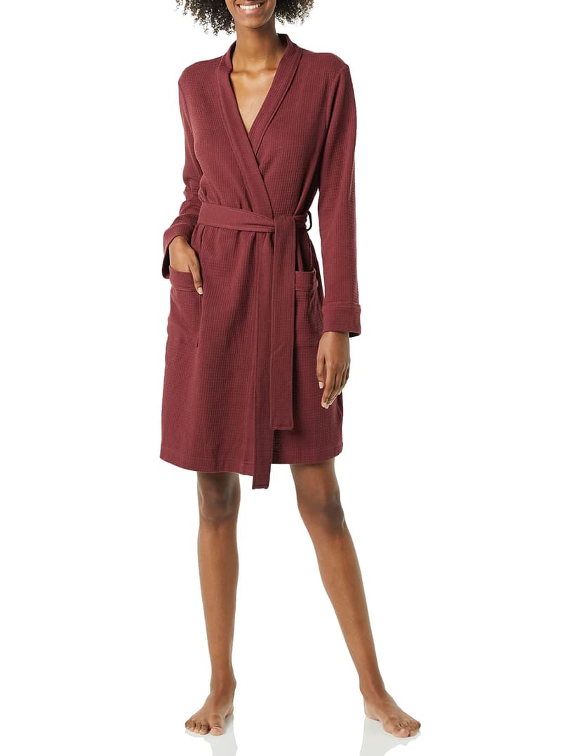 Amazon Essentials Women's Lightweight Waffle Full-Length Bath Robe with Pockets (Available in Plus Size)
