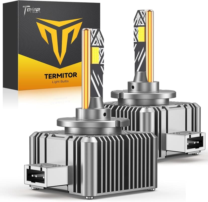 Termitor D1S Bulbs, 6000K Cool White 60000LM High Brightness, IP68 Waterproof Xenon Bulb, 3-Minute Plug N Play, Direct Replacement for 66144 66140 85140 85415, Pack of 2