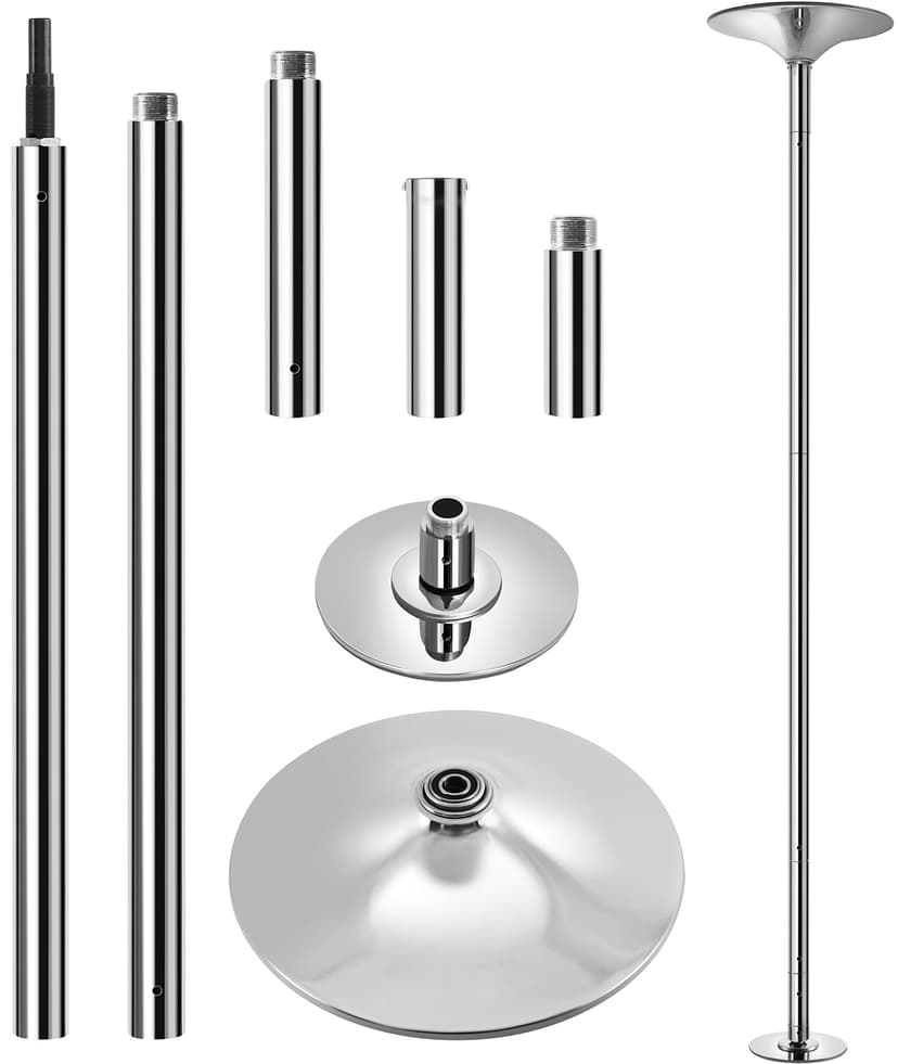 Yaheetech 45mm Portable Spinning & Static Pole Dance Pole for Home | Sturdy steel construction holds up to 441 lb, screw-free removable design protects ceilings while you dance and exercise.