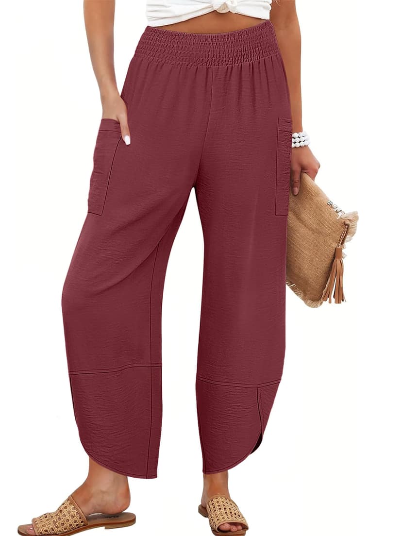 ANRABESS Womens Wide Leg Palazzo Capri Pants 2026 Summer Casual High Waisted Barrel Lounge Flowy Cropped Beach Work Trousers
