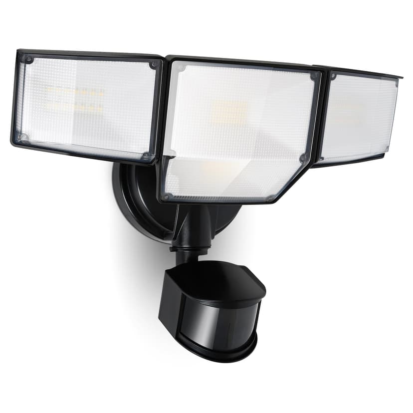 LUTEC 80W 9000LM LED Security Light Hardwire Motion Sensor Outdoor Lights, 4 Head LED Flood Lights Outdoor 5000K Daylight, IP65 Waterproof, Motion Detected Lights for Outside, Garage, Yard (Black)