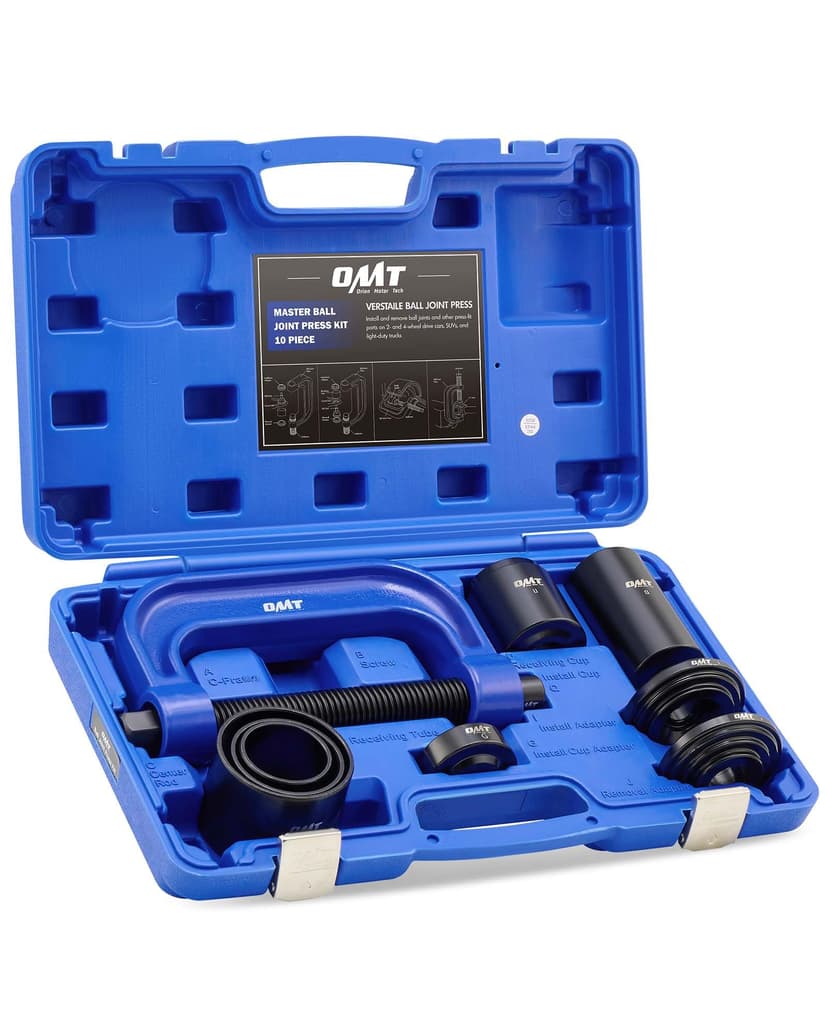 OMT Ball Joint Press Kit, Ball Joint Removal Tool with 4x4 Adapters | Heavy Duty Ball Joint Tools for Most 2WD and 4WD Cars and Light Trucks, Blue C-frame