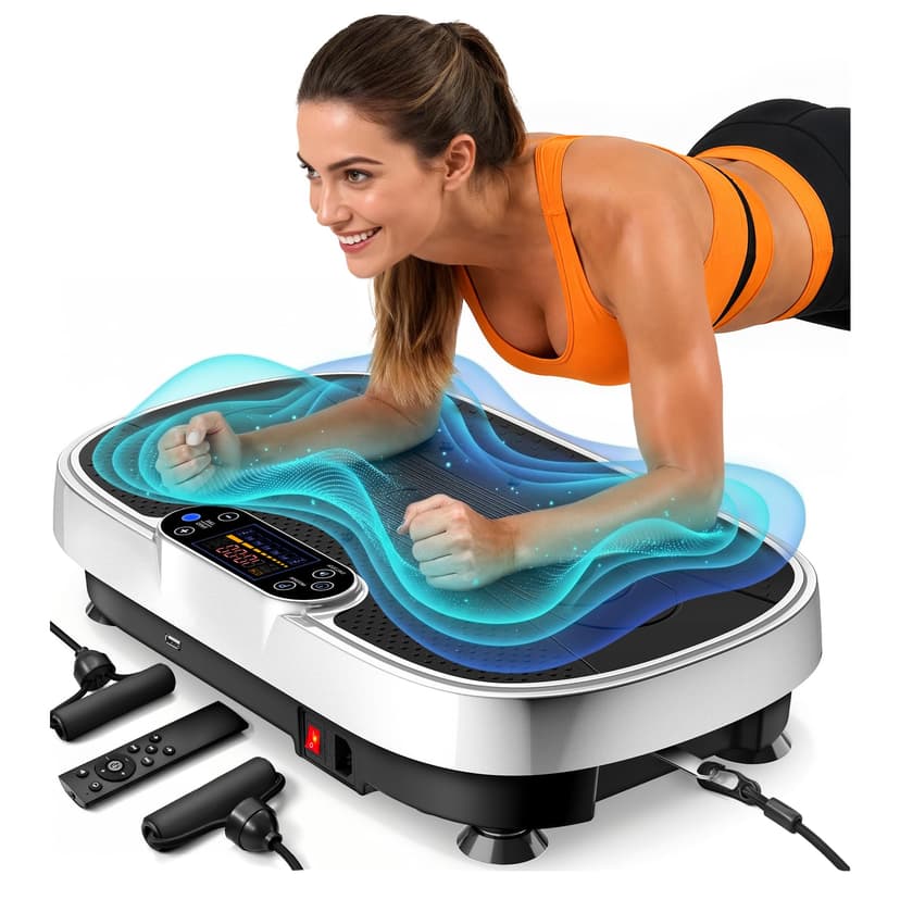 Renoj Vibration Plate Exercise Machine, 3D Whole Body Vibration Platform for Lymphatic Drainage and Muscle Recovery, 455-lb Capacity Fitness Machine with Bluetooth Speaker and LED Display for Home Gym