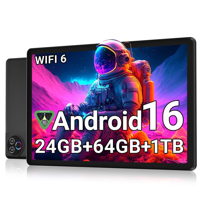 Android 16 Tablet 10 Inch, 24GB RAM 64GB ROM 1TB,HD IPS,Fast WiFi 6, BT 5.4 | Electronics Tablets with HD IPS Touchscreen, 6000mAh 12H Battery, 2*Cameras Tablets for Kids & Adults, Gifts, Streaming, W