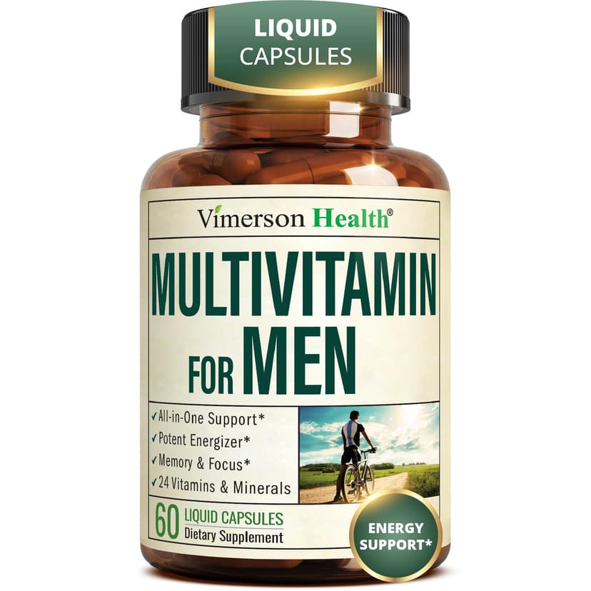 Vimerson Health Multivitamin for Men: Vitamins, Minerals and Bioavailable D3 for Focus and Energy Support – Daily Mens Multivitamins and Multiminerals – 60 Liquid Capsules