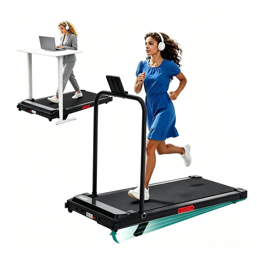 Portable Walking Pad Treadmill with Handle Bar and Incline for Home | 0.6-7.6MPH Under Desk Treadmill for Home Small, 350LBS Small Treadmills with Handles, 3.0HP Treadmills for Exercising