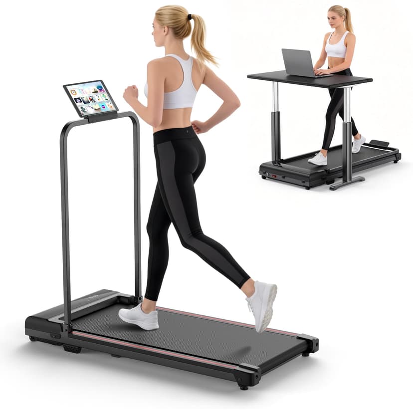 Walking Pad Treadmill for Home - Foldable Treadmills with Handle Bar Mini Portable Walk Pads Under Desk Small Spaces Compact Folding Electric Treadmills Office Walking and Running Machine Terluxra