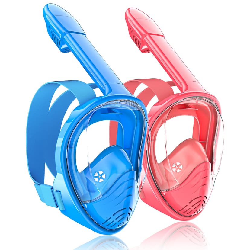 QingSong Kids Snorkel Mask Full Face, Snorkeling Set with Camera Mount, Foldable 180 Degree Panoramic View Snorkeling Gear Anti-Fog Anti-Leak