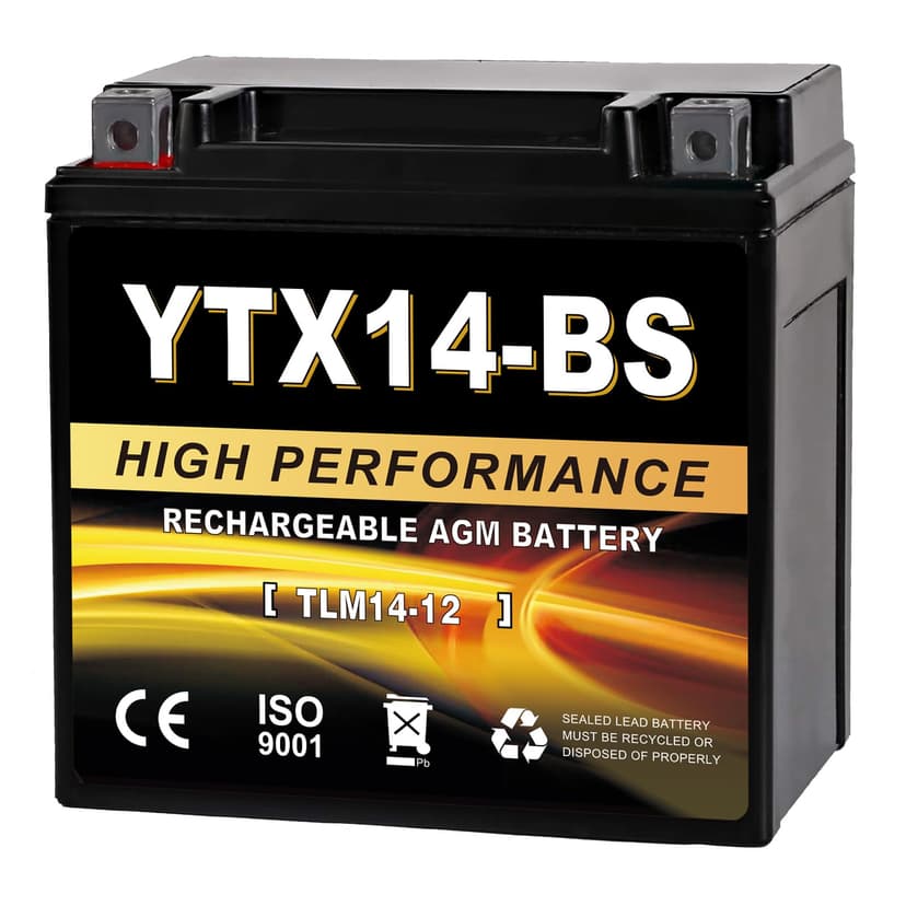 Daakmax YTX14-BS 12V 14Ah AGM Sealed Motorcycle Battery, Maintenance-Free, Compatible with Honda, Yamaha, Kawasaki, Suzuki, and UTVs, Jet Skis, Snowmobiles