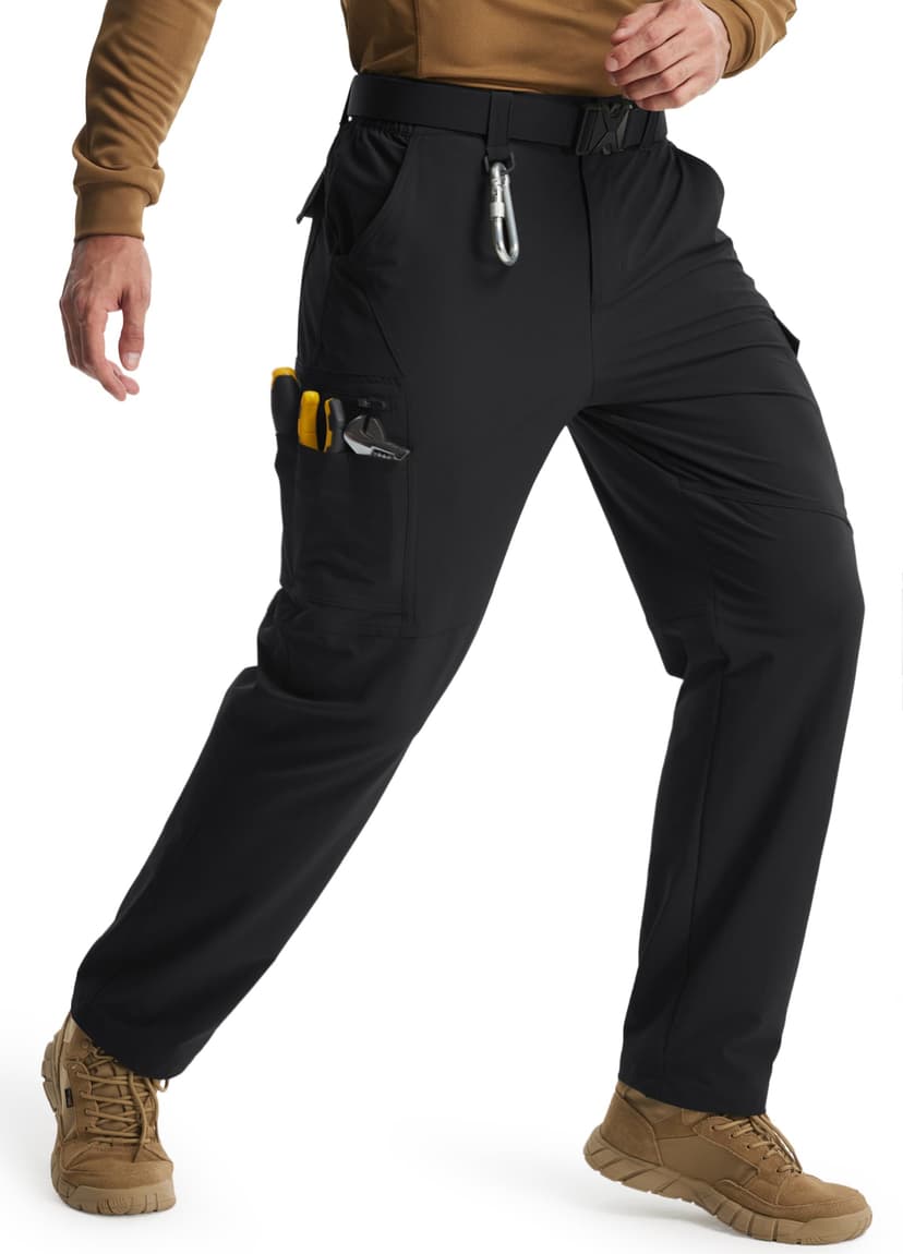 Libin Men's Work Pants Hiking Cargo Pants Water Resistant Stretch Tactical Outdoor Trousers with 9 Pockets