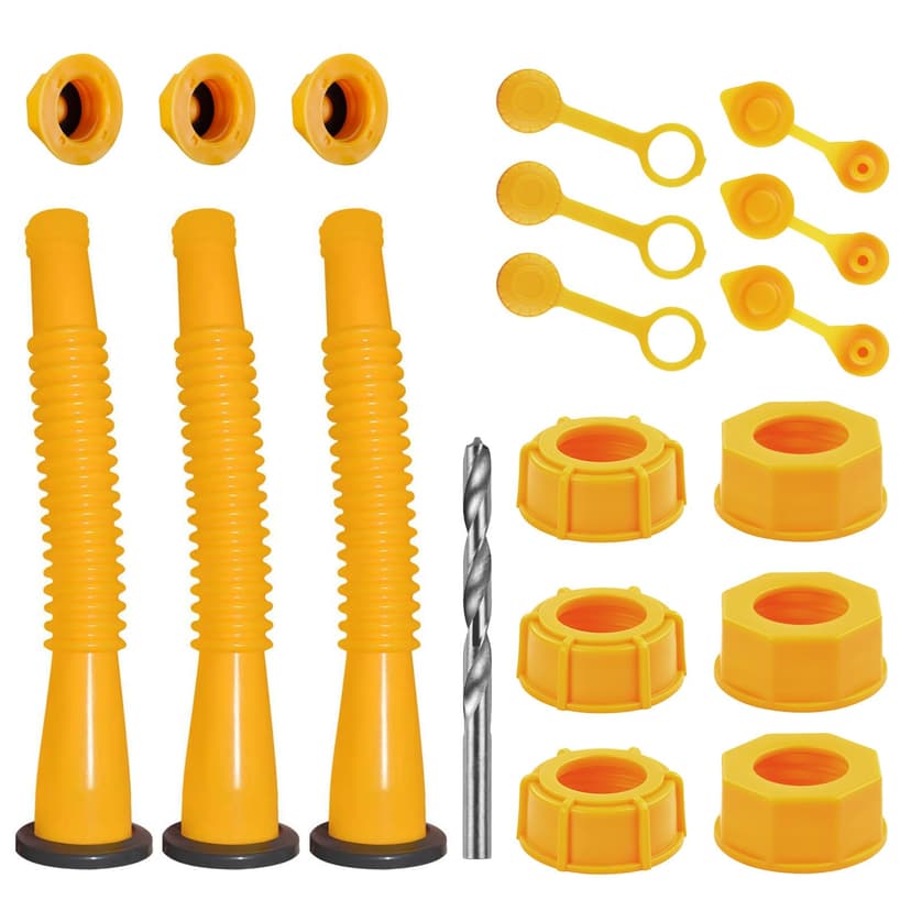 Gas Can Spout Replacement Kit, Gas Can Nozzle Replacement (3 Kits-Yellow) | For 1/2/5/10 gallon gas can. All gaskets are installed and ready to use upon receipt, Leak-proof, Perfect fit, Good quality