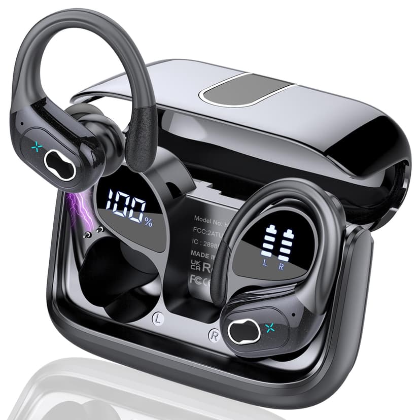 Wireless Earbuds 75hrs Bluetooth 5.4 Headphone Sport, 2026 Bluetooth Earbuds Stereo Deep Bass Over Ear Bud with Earhooks, ENC Noise Cancelling Mic, IPX7 Waterproof Earphone for Gym/Running/Workout