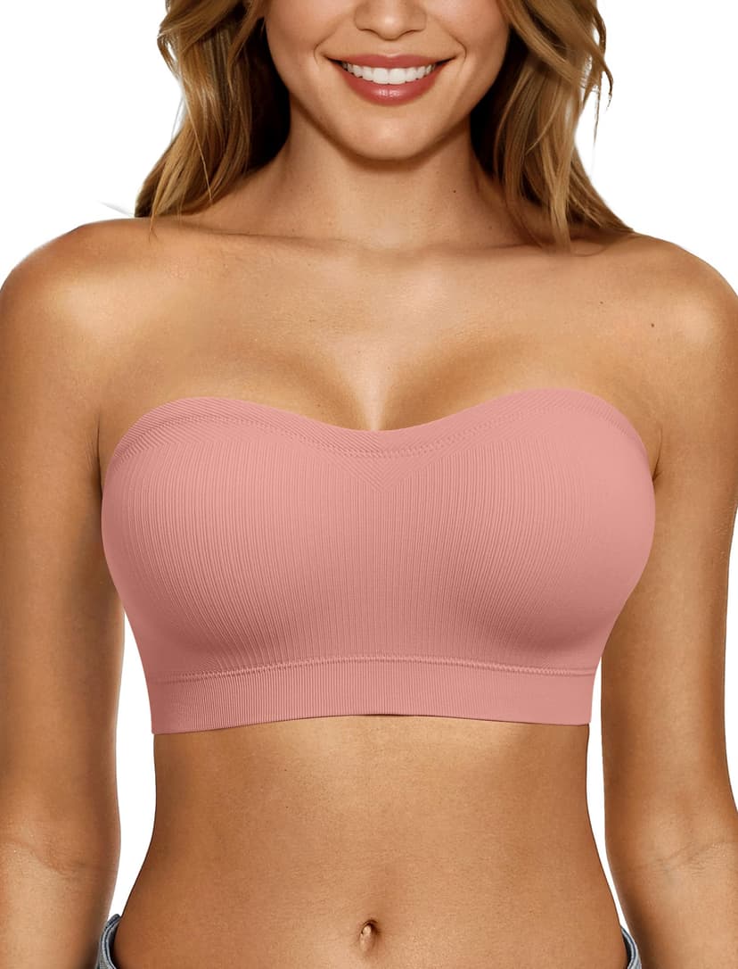 LetsJoli Push Up Strapless Bras for Women Supportive Bandeau Bra Non Slip Wireless No Underwire Padded Tube Bra