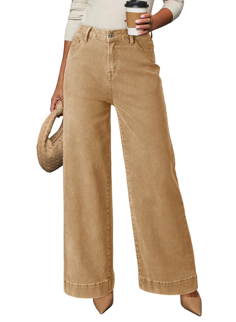 Dokotoo Women's Casual High Waisted Jeans Stretch Wide Leg Loose Denim Pant | Baggy Jeans Women, Stretchy Straight Leg Pants, High Waisted Jeans for Women, Loose Fit, Casual Wear