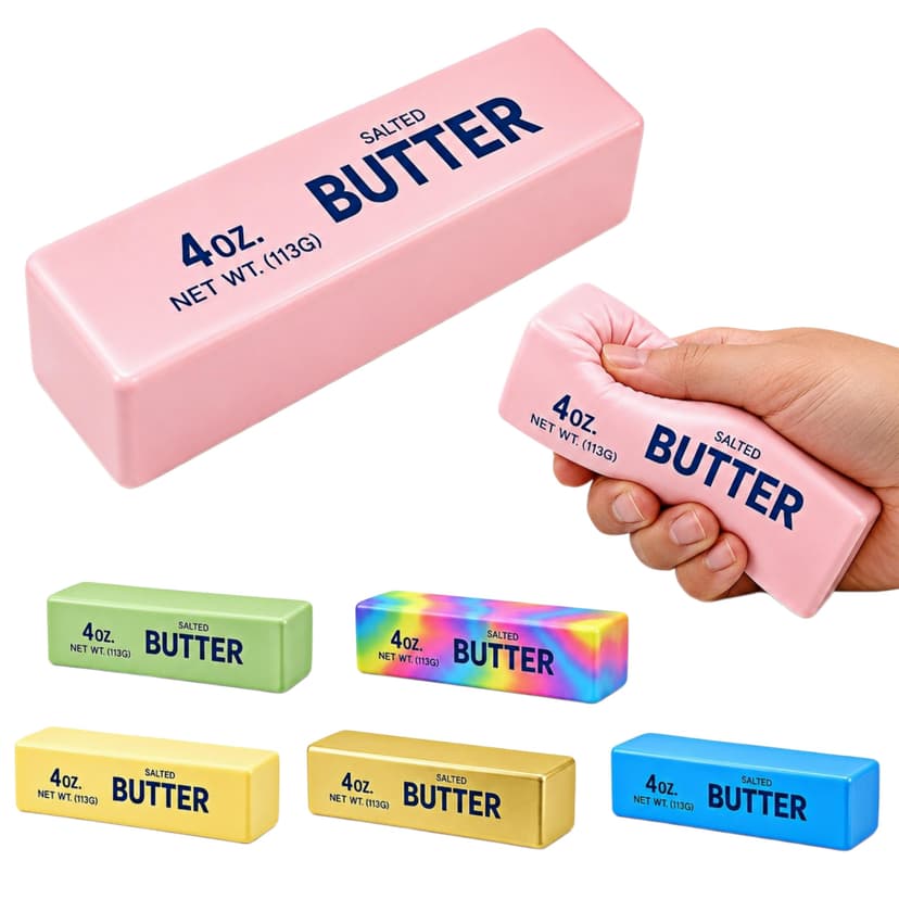 Butter Sticks Squishy Toy, Slow Rising Squishy,Squeeze Ball Realistic Butter Stick Soft Squeeze Fidget Toys for Adults,Stress Relief Ball for Office Party Favors Easy to Clean(Pink, 1 PCS)