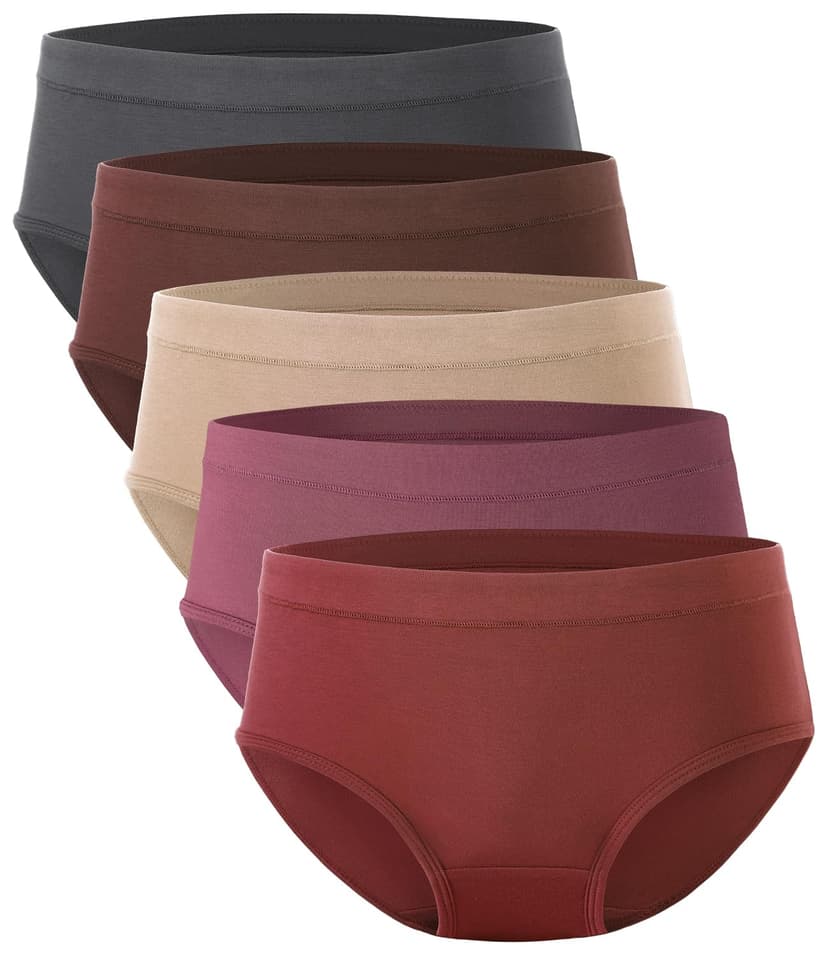 BAMBOO COOL Womens Underwear, Moisture-Wicking Briefs, Soft and Breathable Panties, Mid Waist, 5-Pack