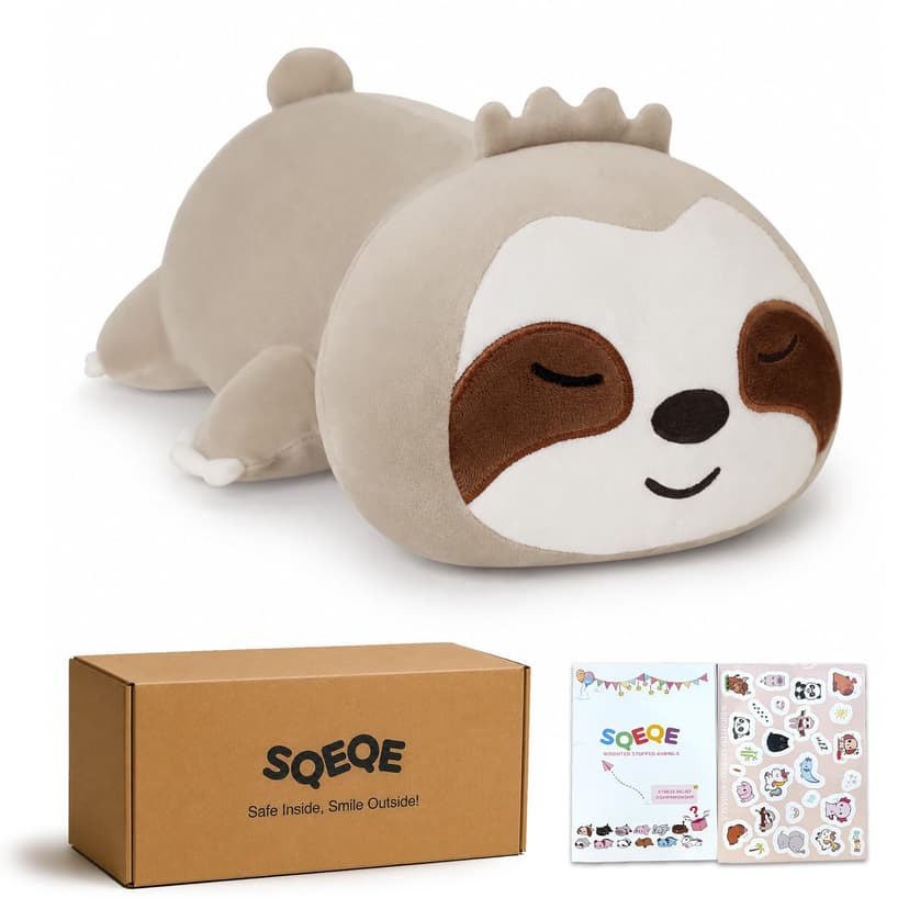 SQEQE Weighted Sloth Plush, Weighted Sloth Stuffed Animal, Cute Plushies Pillow Toy Gift for Kids Adults Brown 13.8 Inch, 1.6 Lbs
