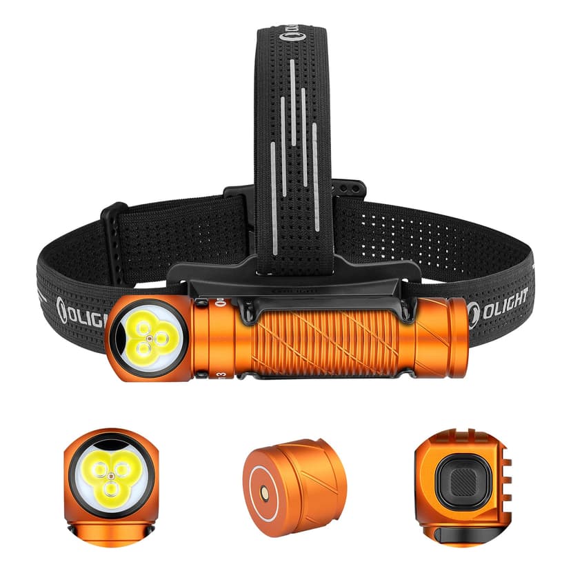 OLIGHT Perun 3 Headlamp Rechargeable, Red Light, Waterproof, Orange | 3000 Lumens, 160M Beam Distance, 2-in-1 Head lamp Flashlight, IP68, Magnetic Tailcap, Long Runtime for Camping, Hiking, Work