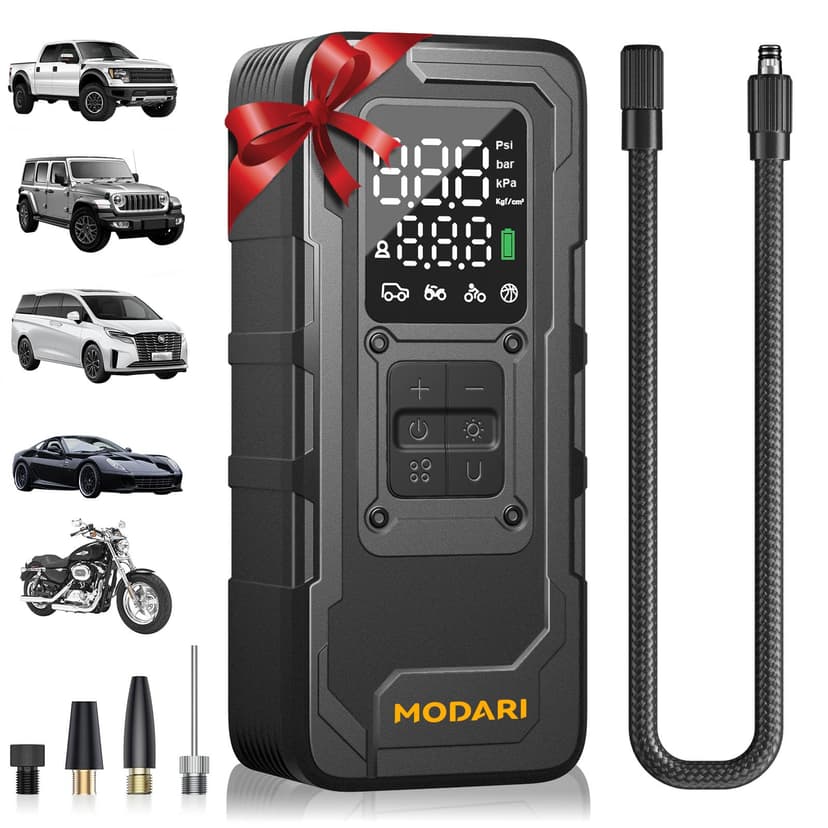Tire Inflator Portable Air Compressor, Up to 160 PSI Car Tire Inflator, Cordless Air Pump, Portable Tire Pump with Gauge - Portable Tire Inflators for Car, Light Pickup, Bike and More