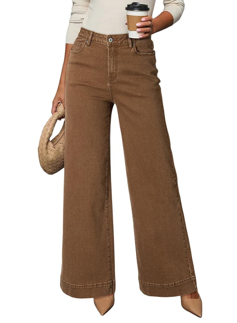 Dokotoo Women's Casual High Waisted Jeans Stretch Wide Leg Loose Denim Pant | Baggy Jeans Women, Stretchy Straight Leg Pants, High Waisted Jeans for Women, Loose Fit, Casual Wear