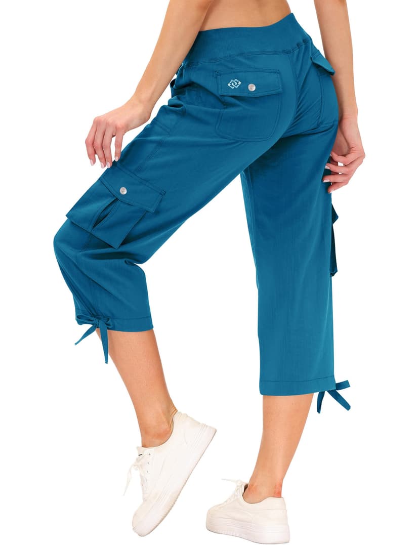 MoFiz Women's Cargo Capris Hiking Pants Lightweight Quick Dry Outdoor Athletic Travel Casual Loose Comfy Cute Pockets