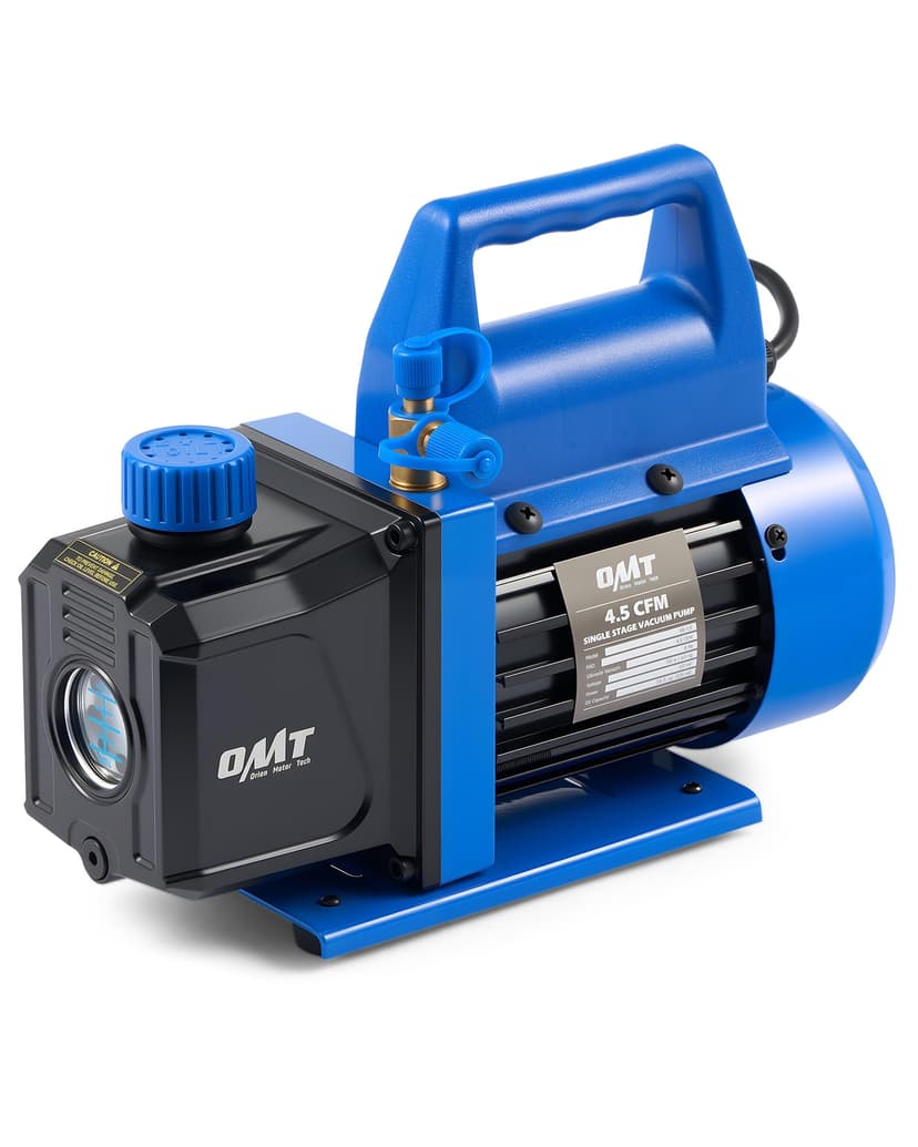 Orion Motor Tech Vacuum Pump, 4.5 cfm 1/3 hp HVAC Single Stage Vacuum Pump for R12 R22 R134a R410a R502, Auto AC Vacuum Pump Kit for Automotive Air Conditioner Resin Degassing & More, Oil Included