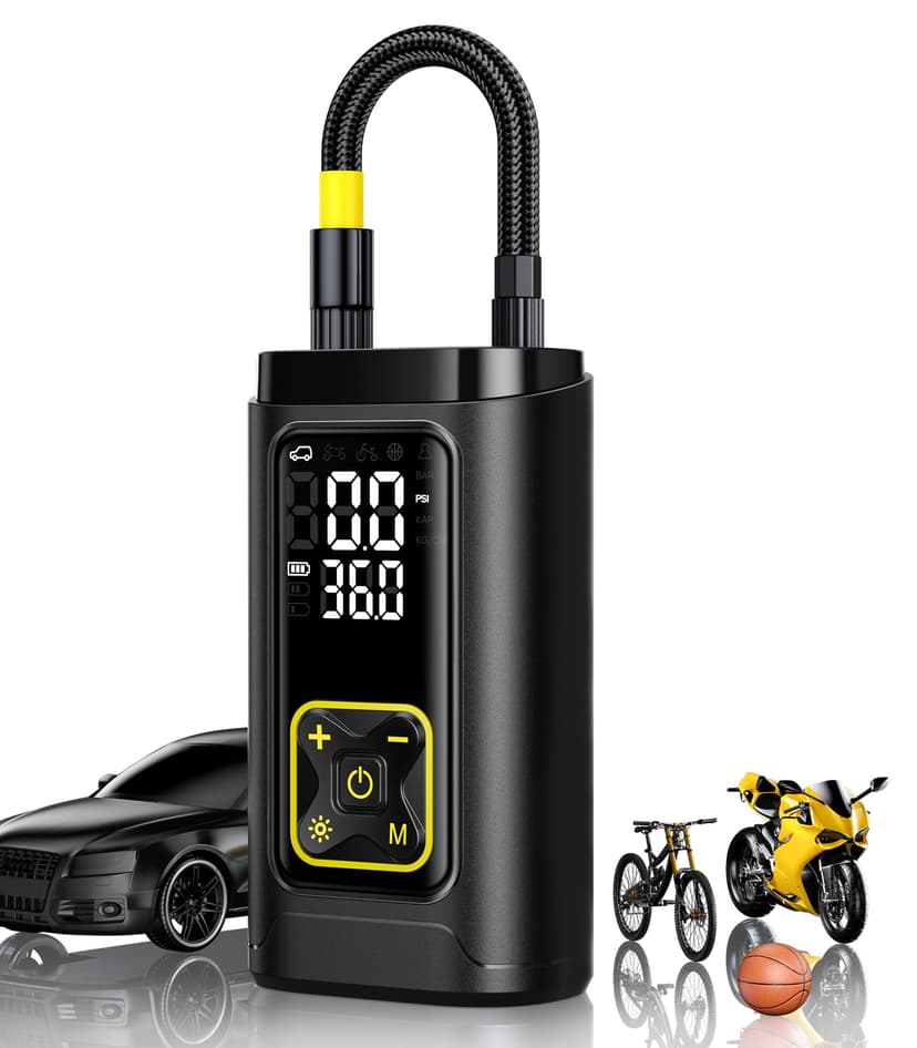 Philoent Tire Inflator Portable Air Compressor for Car Tires with Gauge, 150PSI Fast Bike Air Pump for Auto, Motorcycle, Bicycle, Balls, Digital Tire Pump with LED Light, Auto Shut-Off
