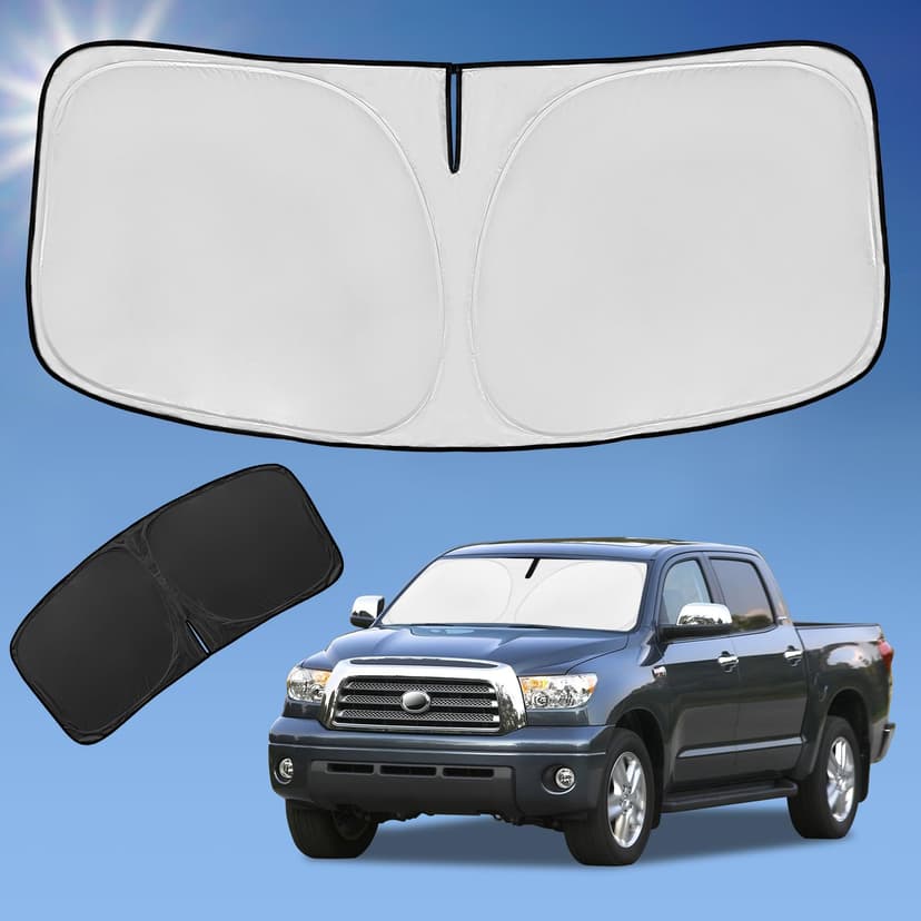for Toyota Tundra 2007-2021 Sun Shade Windshield Sunshade Cover | 4-Layer Front Window Shade, Custom Fit Tundra Truck 240T Sun Visor Blocks UV Rays