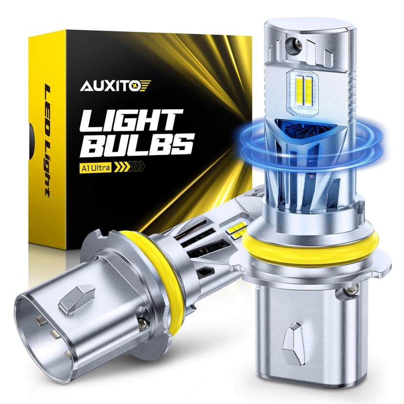 AUXITO Latest 9007 HB5 Head1ight Bulbs, 50,000LM 1000% Ultra-Bright, 20 Years Lifespan, 6500K Cool White, 3 Min Quick Install, No Flicker, 99% Compatibility, Pack of 2