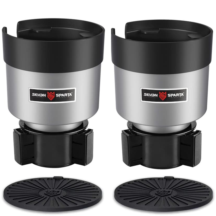 SEVEN SPARTA 2 Pack Car Cup Holder Expander Organizer Adjustable Base, Compatible with Yeti 20/26/30 oz, Hydro Flasks 32/40oz, Nalgenes 30/32/38/48 oz, Other Bottles in 3.4"-3.8" (Silver) | Compatible
