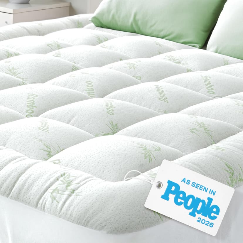 Niagara Sleep Solution Ultra Soft Full Size Mattress Topper - Rayon Derived from Bamboo Pillow Top Mattress Pad for Back Pain Relief - Naturally Cooling for Hot Sleepers, Green