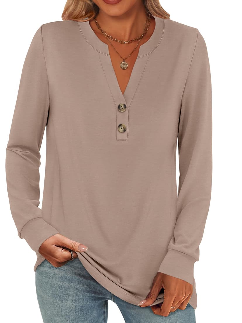 ANRABESS Women’s Fall Shirts Long Sleeve Henley Top Dressy Casual Blouse | 2026 Trendy T-Shirts,Business Casual Outfits, Cute Tee Tshirts, Fashion Clothes for Work Travel and Daily, S-XXXL