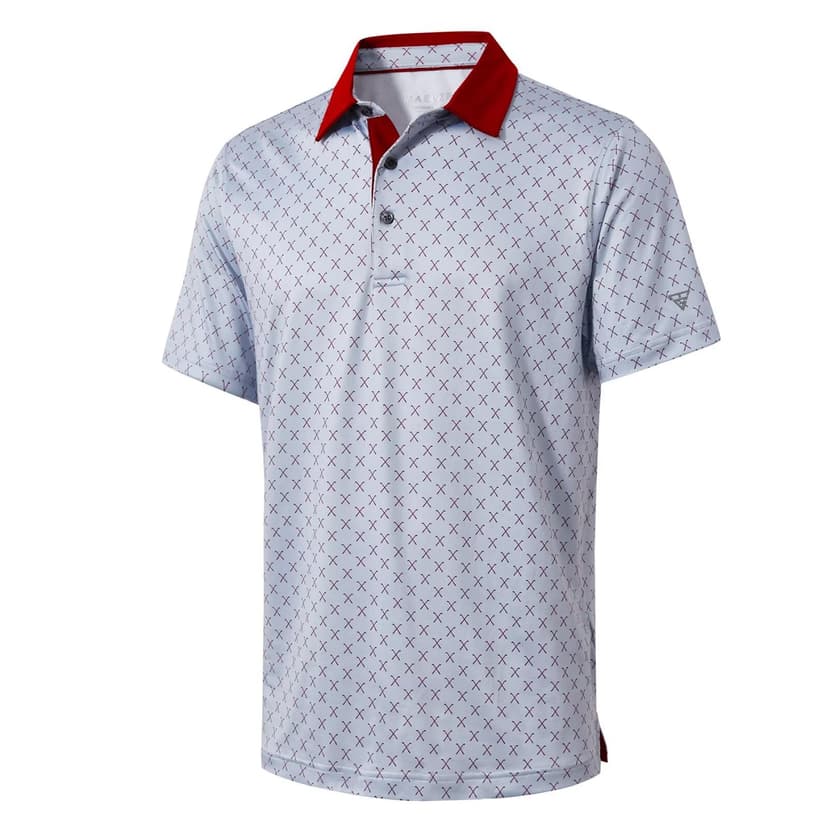 Golf Shirts for Men Dry Fit Short Sleeve Print Performance Moisture Wicking Polo Shirt