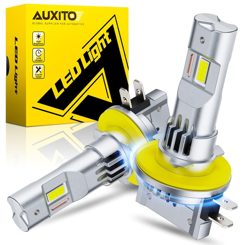 AUXITO H11B LED Bulb, 900% Ultra-Bright, 6500K White Light, Plug and Play, Long Lifespan, No Flicker, 99% Compatibility, 2PCS
