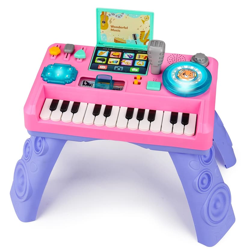 Baby DJ Table for Toddlers with Music & Light, Musical Baby Piano Toys Toddler Activity Table Music Instruments Learning Educational Toys for Boys Girls First Birthday Gifts