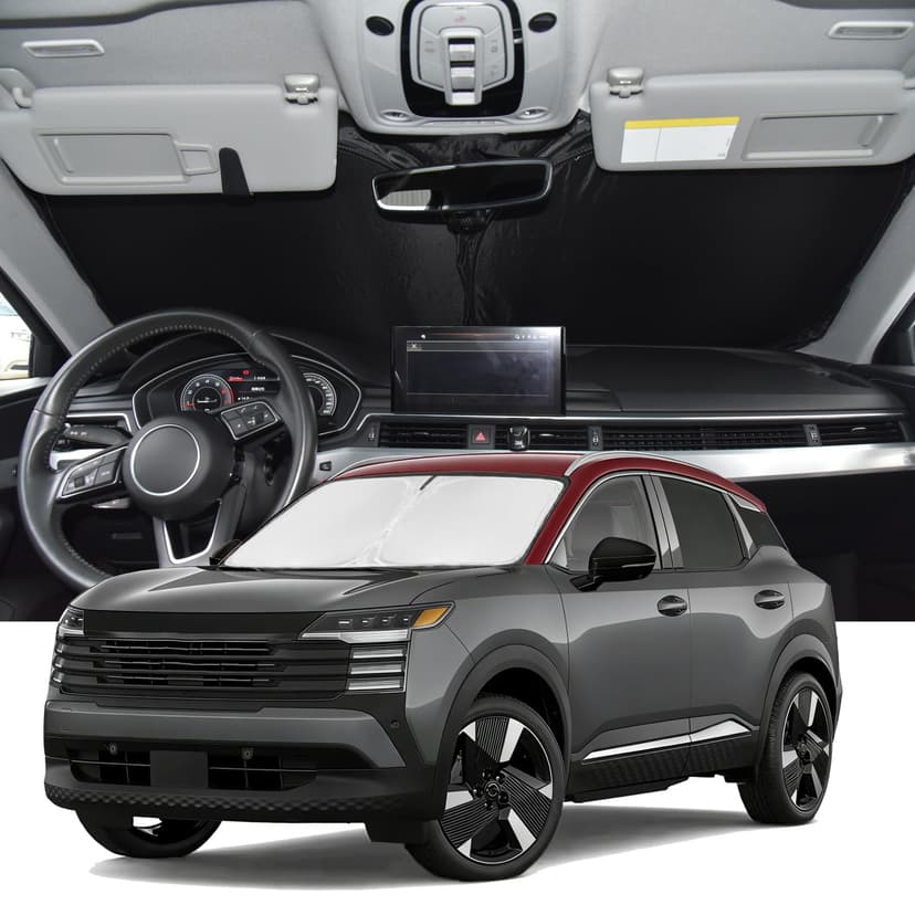 Windshield Sunshade for Nissan Kicks 2025-2026 Sun Shade 4 Layers Upgrade Blocks UV Rays Custom Fit Kicks 240T Front Window Shades Keep Cool Foldable Car Accessories
