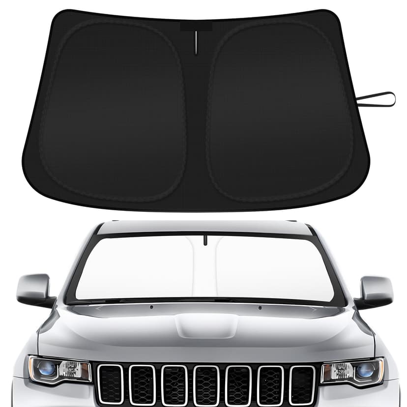 Car Windshield Sun Shade Compatible with 2014-2024 2025 2026 Jeep Grand Cherokee Accessories Foldable Front Window Sunshade Custom Windshield Sun Visor